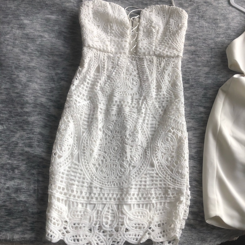superdown  strapless lace fitted dress